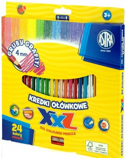 Цветни моливи Astra XXL - 24 броя + острилка