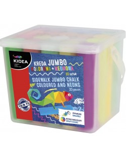 Цветни тебешири Kidea Jumbo - 20 броя, в кофичка
