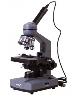 Цифров микроскоп Levenhuk - D320L BASE 3M, монокулярен, сив/черен