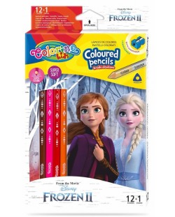 Цветни моливи Colorino Disney - Frozen II, 12 + 1 цвята и острилка