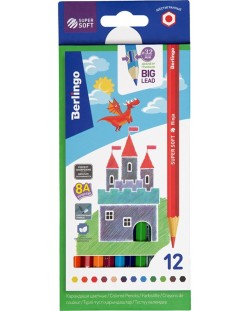 Цветни моливи Berlingo SuperSoft - Шестоъгълни, 12 цвята