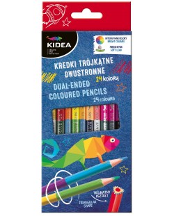 Цветни моливи Kidea - 12 броя, 24 цвята, двувърхи