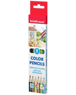 Цветни моливи Erich Krause - Шестоъгълни, 6 цвята