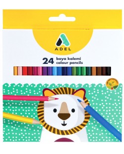Цветни моливи Adel - 24 цвята, дълги