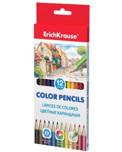 Цветни моливи Erich Krause - Шестоъгълни, 12 цвята