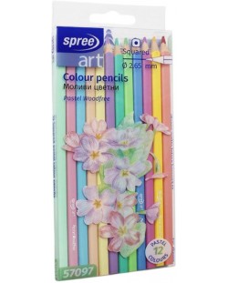 Цветни моливи Spree Art - 12 броя, пастелни цветове