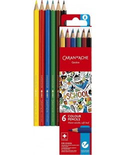 Цветни акварелни моливи Caran d'Ache School - 6 цвята