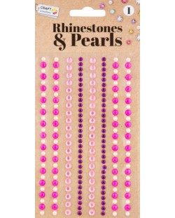 Творчески комплект Grafix Craft Sensations - камъчета и перли, 212 броя, розови