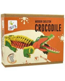 Творчески комплект Andreu Toys - Дървен 3D пъзел, Скелет на крокодил