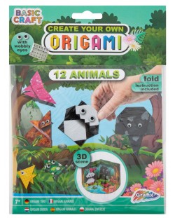 Творчески комплект Grafix - Направи си сам Оригами, 12 животни