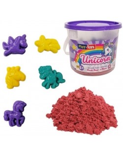 Игрален комплект Play-Toys - Розов кинетичен пясък, с формички