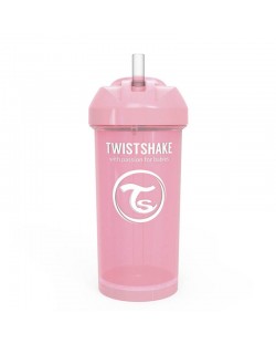 Бебешка чаша със сламка Twistshake Straw Cup - Розова, 360 ml