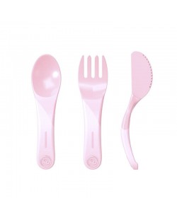 Комплект прибори за хранене Twistshake Cutlery Pastel - Розови, над 6 месеца