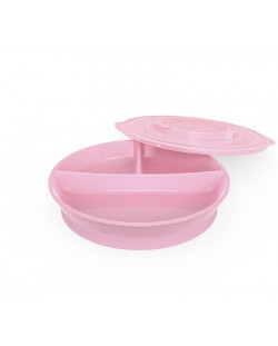 Купичка за хранене с разделител Twistshake Plates Pastel - Розова, над 6 месеца