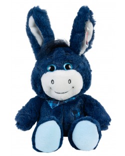 Плюшена играчка Morgenroth Plusch - Тъмно синьо магаренце със синя кърпа, 33 cm