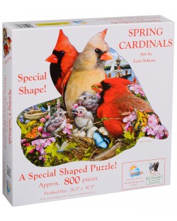 Пъзел SunsOut от 800 части - Пролетни кардинали, Лори Шори