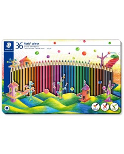 Цветни моливи Staedtler Noris Colour 185 - 36 цвята, в метална кутия