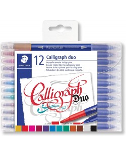 Калиграфски маркери Staedtler - 12 цвята, двувърхи