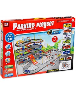 Игрален комплект Wange - Паркинг на 4 нива с 6 коли