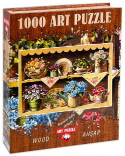 Дървен пъзел Art Puzzle от 1000 части - Цветна градина, Санди Линам Клоуг