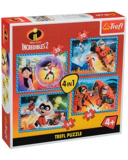 Пъзел Trefl 4 в 1 - Феноменалните, Incredibles 2