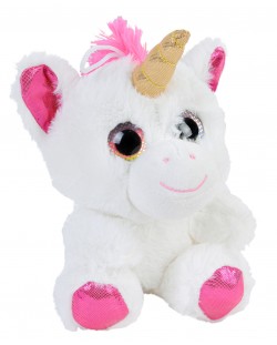 Плюшена играчка Morgenroth Plusch - Бял еднорог с розови уши, 17 cm