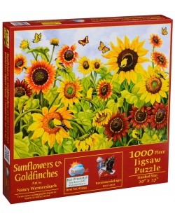 Пъзел SunsOut от 1000 части - Слънчогледи и пеперуди, Нанси Уърнърсбек