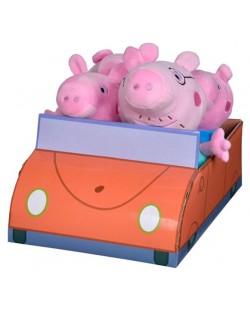Комплект плюшени играчки Simba Toys Peppa Pig - Семейство в кола