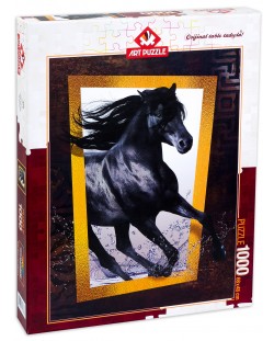 Пъзел Art Puzzle от 1000 части - Черен кон, Ерен Малчок