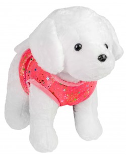 Плюшена играчка Morgenroth Plusch - Кученце с розово елече, 28 cm