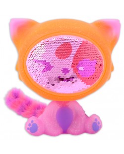Детска играчка Zеquins FurТаilz - Оранжево коте, с личице от пайети, Серия 4