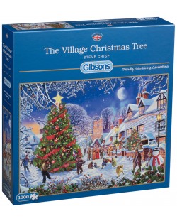 Пъзел Gibsons от 1000 части - Коледна елха в селото, Стив Крисп