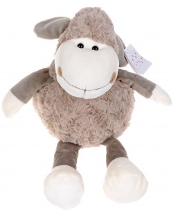 Плюшена играчка Morgenroth Plusch – Сива овчица с раиран шал, 35 cm
