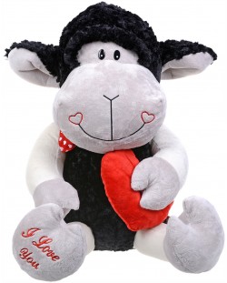 Плюшена играчка Morgenroth Plusch – Черна овчица със сърце, 85 cm