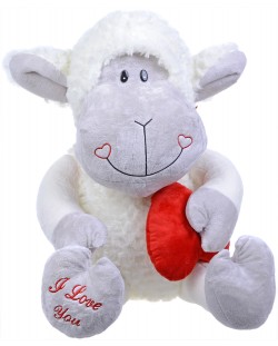 Плюшена играчка Morgenroth Plusch – Бяла овчица със сърце, 85 cm