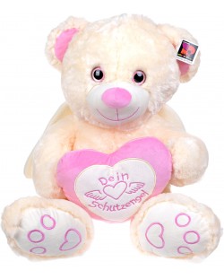 Плюшена играчка Morgenroth Plusch – Мечок “ангел-пазител” с розово сърце, 80 cm