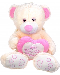 Плюшена играчка Morgenroth Plusch – Мече ангел-пазител с розово сърце, 113 cm