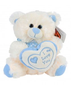 Плюшена играчка Morgenroth Plusch - Мече със синьо сърце I love you, 20 cm