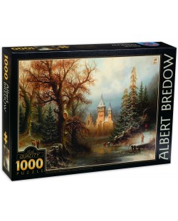 Пъзел D-Toys от 1000 части - Романтичен зимен пейзаж със замък, Албърт Бредов