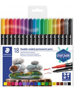 Перманентни маркери Staedtler Desaign Journey - 18 цвята, двувърхи