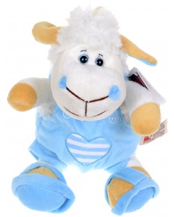 Плюшена играчка Morgenroth Plusch – Овчица със сини панталонки и бляскави очи, 27 cm