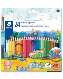 Акварелни моливи Staedtler Noris Aquarell 144 - 24 цвята, с четка