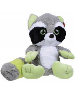 Плюшена играчка Morgenroth Plusch – Седящо енотче със зелени ушички и лапички, 70 cm