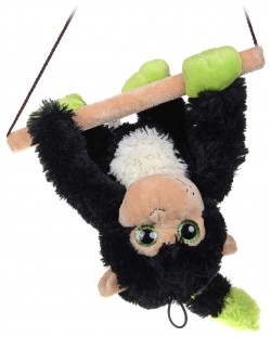 Плюшена играчка Morgenroth Plusch – Весела маймунка със зелени лапички и опашка, висяща на пръчка, 30 cm