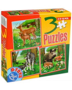 Пъзел D-Toys 3 в 1 - Животни в гората