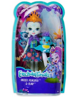 Кукличка и животинче Enchantimals от Mattel - Патер Пийкок с пауна Флап