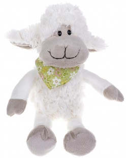 Плюшена играчка Morgenroth Plusch – Бяла овчица Съни с шал, 30 cm