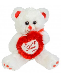 Плюшена играчка Morgenroth Plusch - Мече с червено сърце I Love You, 36 cm