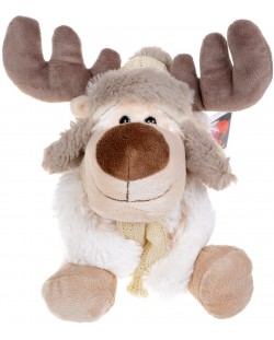 Плюшена играчка Morgenroth Plusch – Бял лос с мека шапка и шал, 28 cm