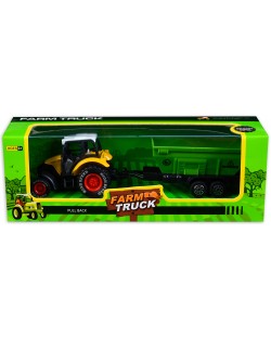 Детска играчка Farm Truck - Жълт трактор с ремарке